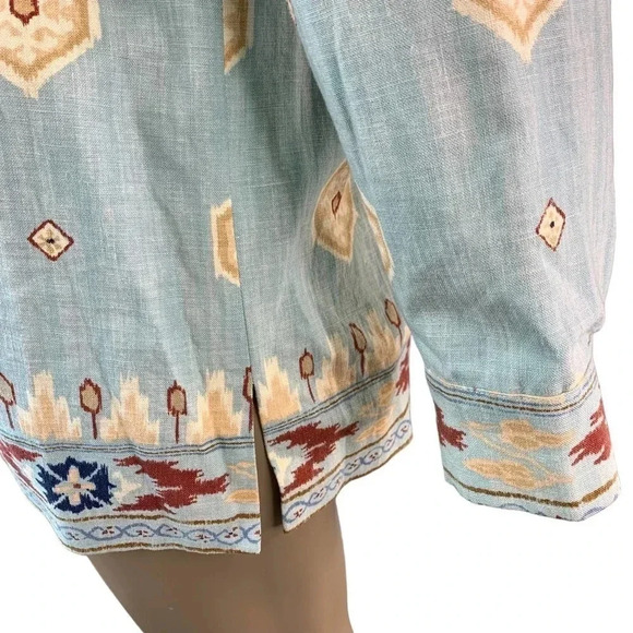 Doncaster 100% Linen Button Down Sports Blazer Jacket Women Size 10 Green Aztec - Picture 9 of 16